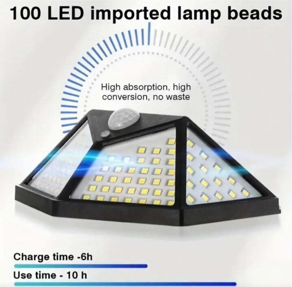 100 LED Solar Motion Sensor Wall Light