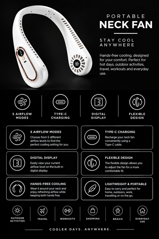 Maldas. Hands - Free Portable Neck Fan